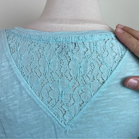 Chip & Pepper Blue Yellow Boho Bohemian Lace Long Sleeve Top Women XS - Picture 6 of 7